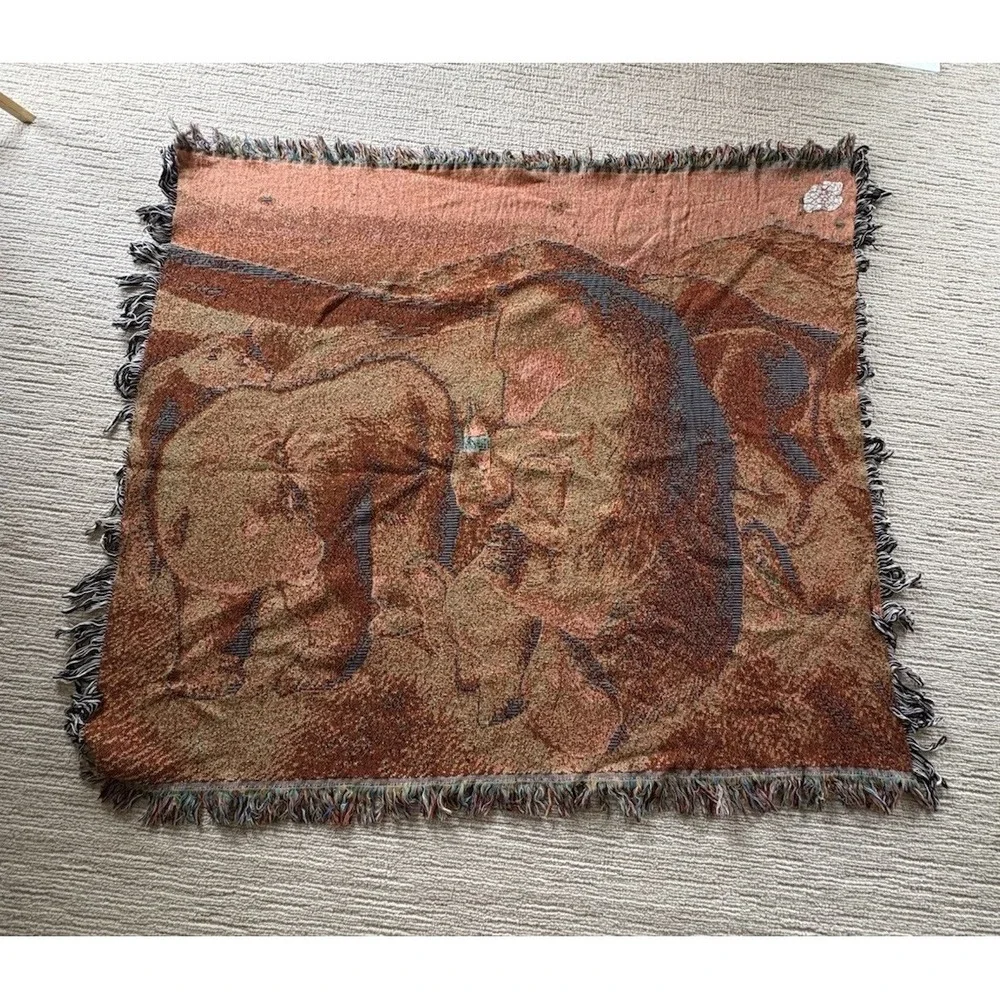 Vintage‎ Coca-Cola Polar Bear Woven Tapestry Throw Blanket 48x57 90s Rare
